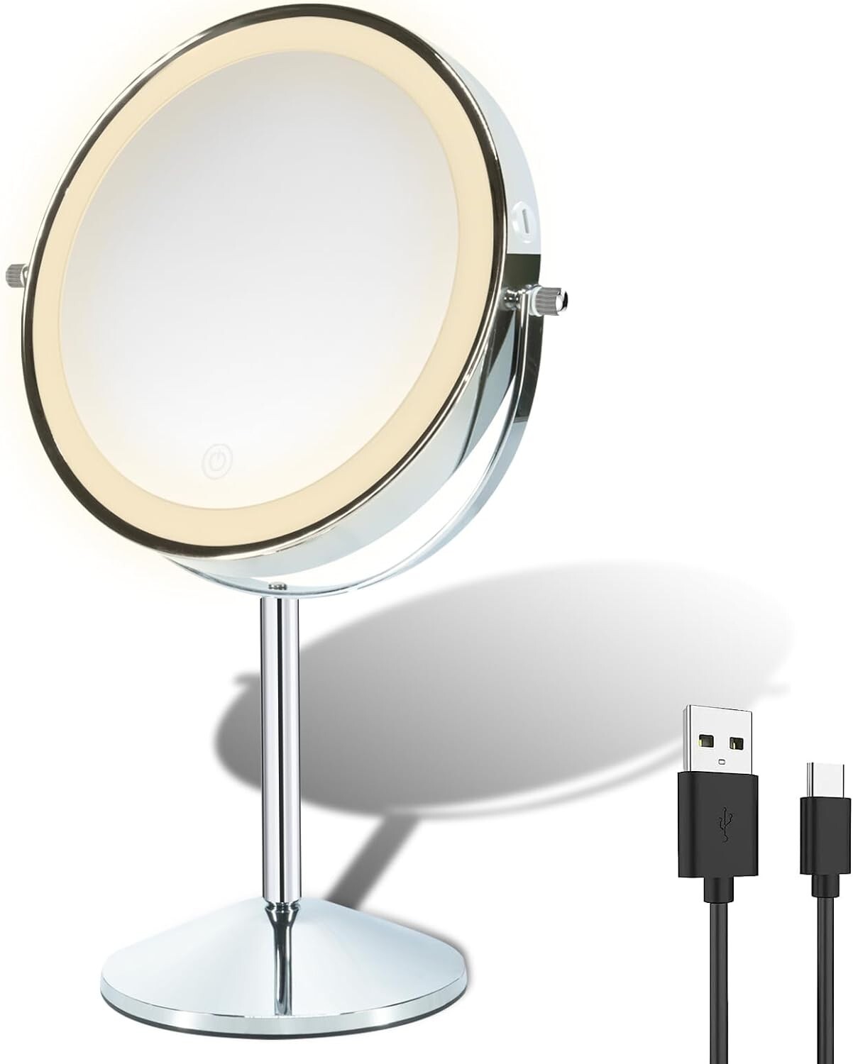 Miroir de maquillage éclairé pour coiffeuse et miroir de courtoisie grossissant de table