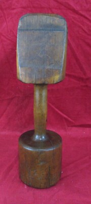 Antique UNUSUAL Treen Ware Hand Carved Sand Tamper Kitchen Food Stomper Masher
