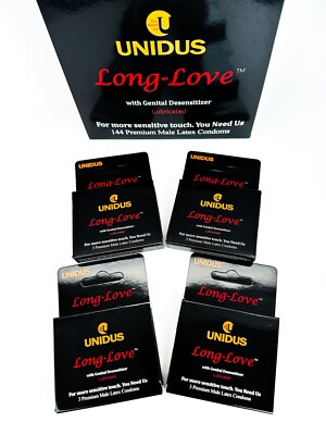 Unidus Long Love Climax Control Condoms 4-Pack 12 Condoms Delay