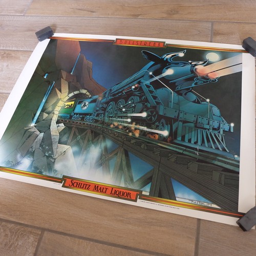 1980 Schlitz Malt Liquor – BullStreak Train Advertising Beer Poster 24" x 18" - Picture 6 of 21