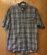 Wrangler Riggs Workwear Short Sleeve Work Shirt Men's Size XL Gray Plaid