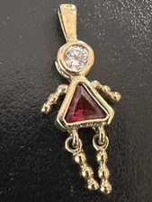 Birthstone Pendant Gold Over Sterling Silver Baby Girl July Ruby Cubic Zirconia