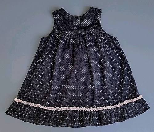 Vintage Rare Editions Blue Pink Polka Dot Corduroy Dress With Cat Size 4T Ballet - Picture 7 of 17