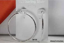 45MM BRAND NEW STERLING SILVER 925 LIGHT WEIGHT FACETED BEAUTIFUL HOOP EARRINGS