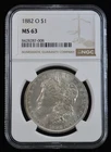 1882-O Morgan Silver Dollar $1 - NGC MS 63 New Orleans