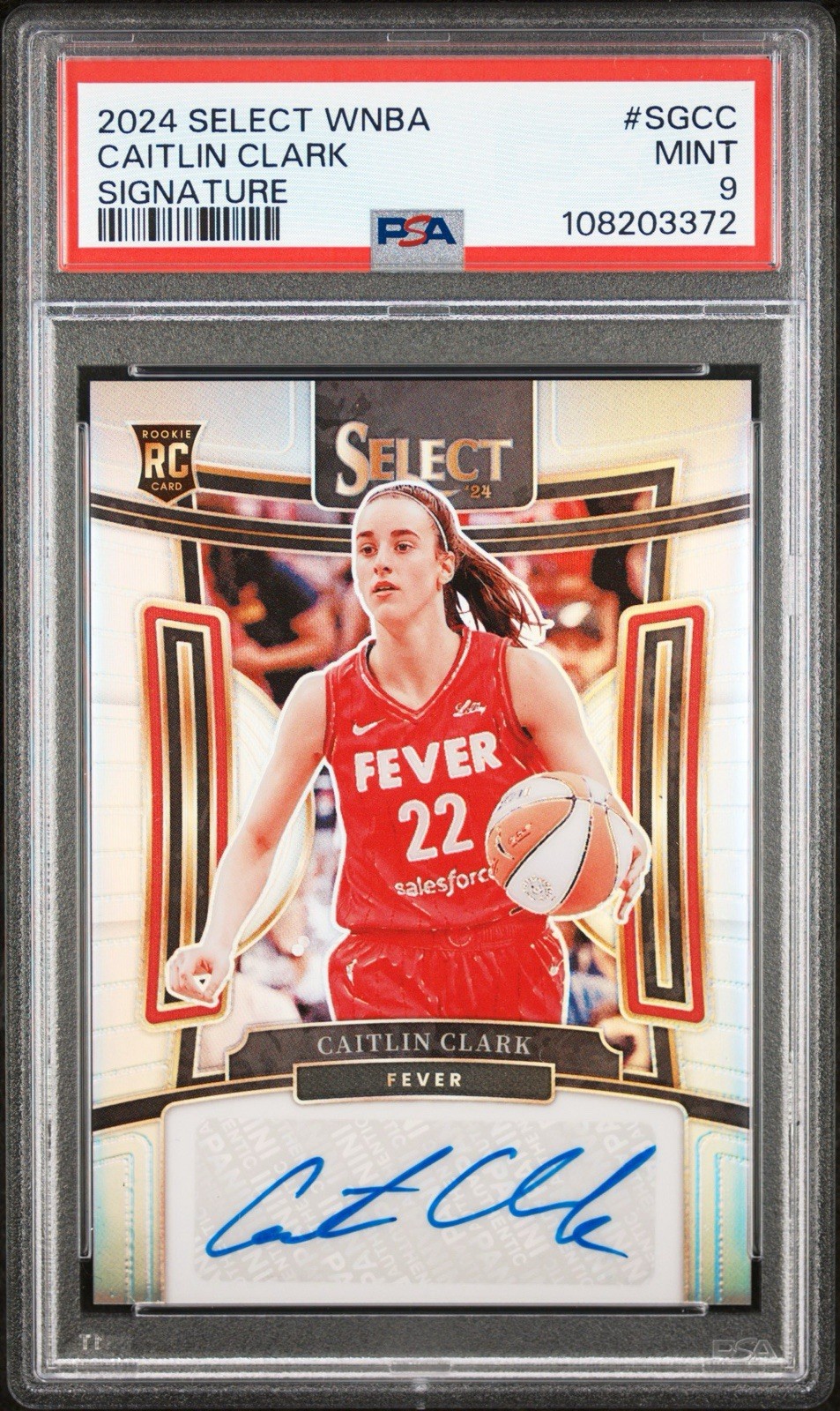 2024 PANINI SELECT WNBA SIGNATURES #SG-CC CAITLIN CLARK ROOKIE AUTO PSA 9 FEVER