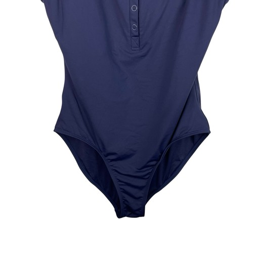 Andie Swim Size Medium Navy Blue The Malibu One Piece Snap Neck Swimsuit - Picture 3 of 8