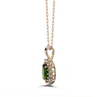 Birthstone Pendant 1 cts Natural Green Diopside, Nude Diamonds, in 14K Rose Gold — photo 2