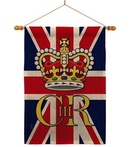 Coronation of King Charles III Tapestry Home Decor Burlap Banner Wall Art Pat...