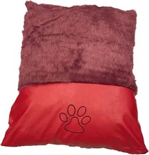 Medium 58x80cm Fur Pet Dog Bed - Leather Accent Zipped Cover with Cushion