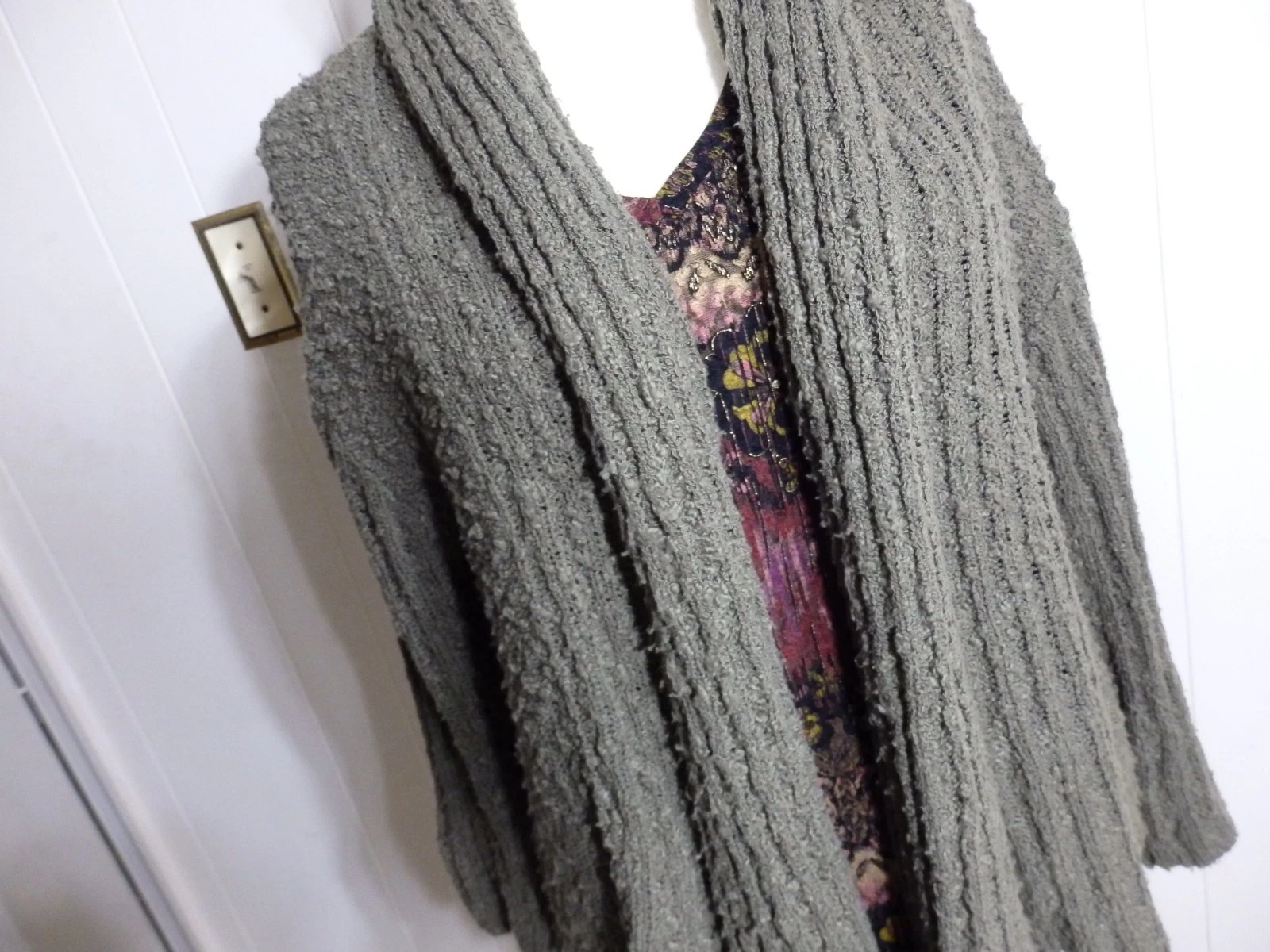 Wome 1X 18 20 XL Cardiga Jacket Sweater Knit Shawl Open Collar Hi Low Asymm Eve
