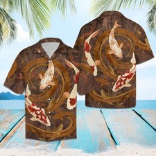 Koi Fish Vintage Unisex Adult, Vintage Hawaiian Shirt, Aloha Party
