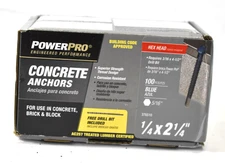 Hillman Power Pro Blue Hex Washer Head Concrete Screw Anchors 1/4"x2-1/4" 100 Pc