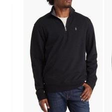 Polo Ralph Lauren Double Knit Quarter Zip Pullover Black Men  s Size XL Pony
