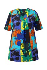 Ulla Popken Damen große Größen Slinkyshirt Blätter A Linie V Ausschnitt