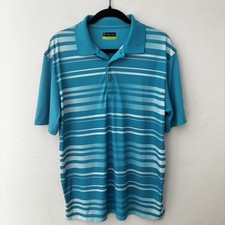 PGA Tour Pro Series Men's Golf Polo Shirt Size Large Blue Lines Ombr