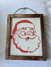 10x 12 Rustic Wooden Santa Claus Plaque With Twine Hanger
