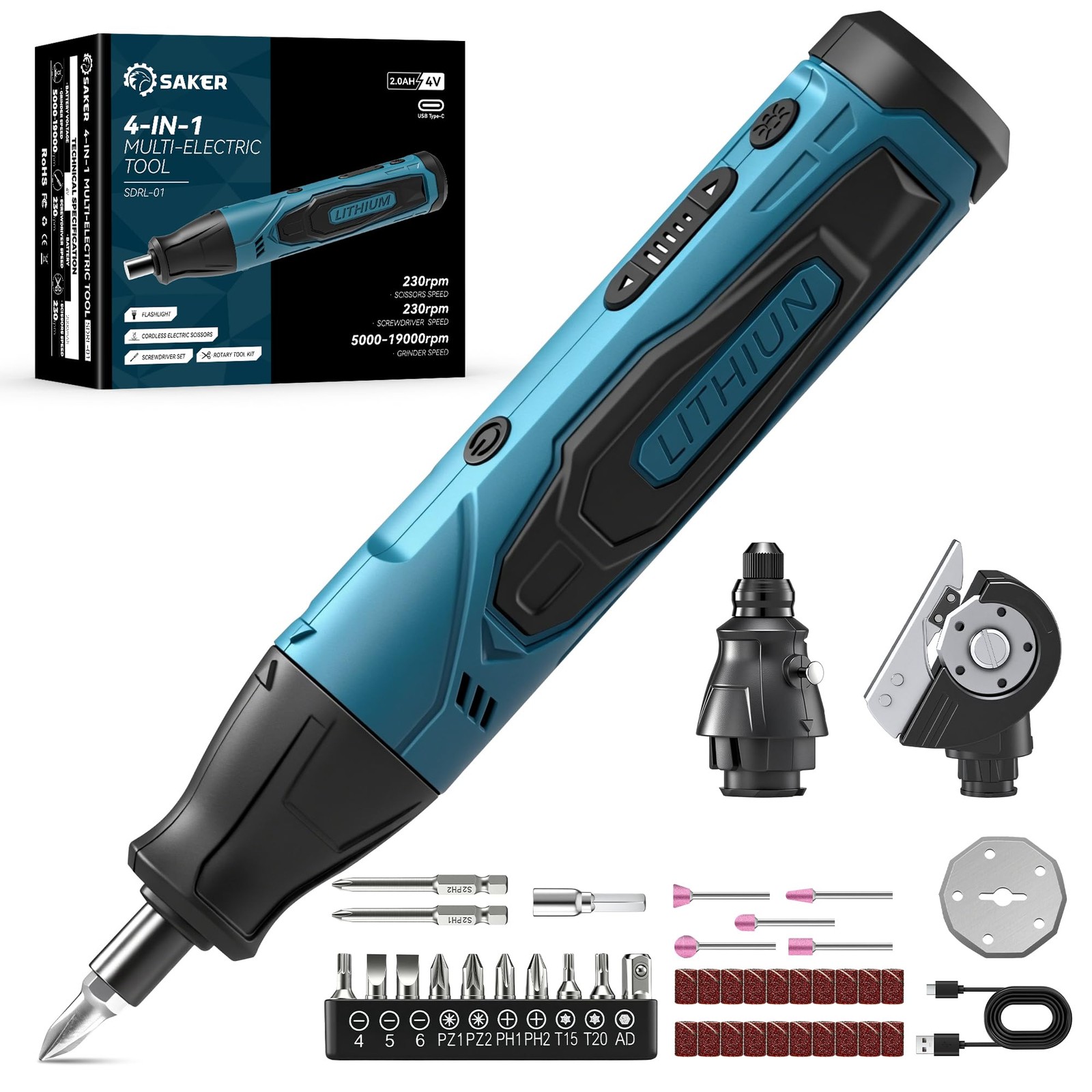 Saker 65-in-1 Mini Electric Screwdriver Set DIY Tool Kit with 4V Cardboard Cu...