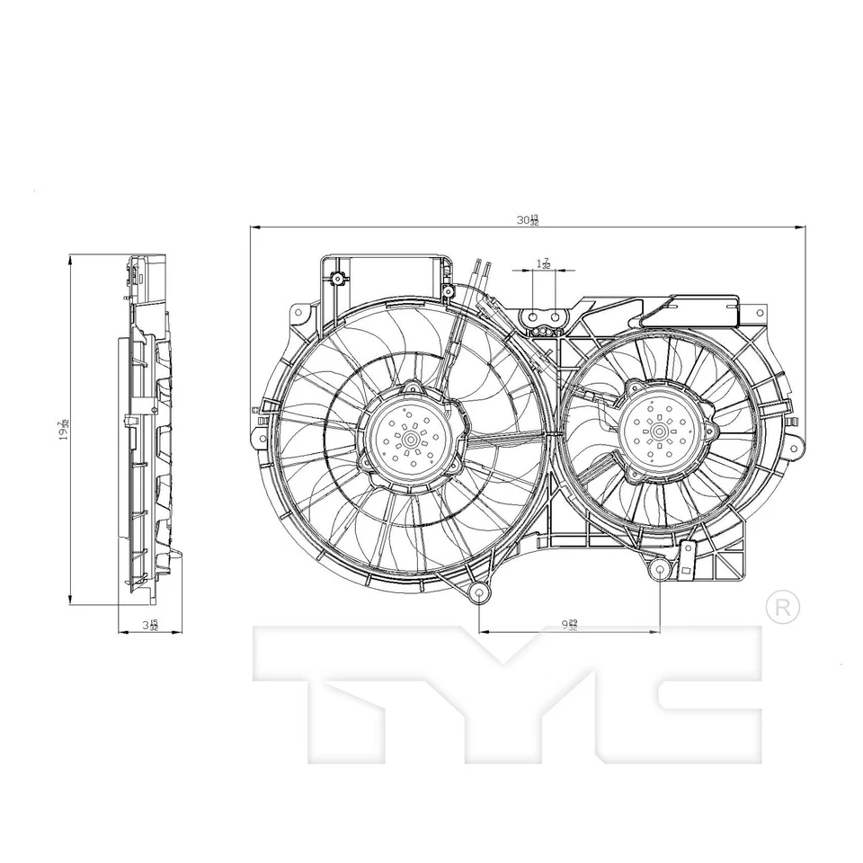 Двойной радиатор и конденсатор вентилятор охлаждения в сборе для 05-11 Audi A6 3,2 л AU3117105 - Изображение 3 из 3