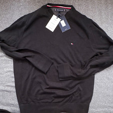 Tommy Hilfiger Herren Pullover L Schwarz Fein...