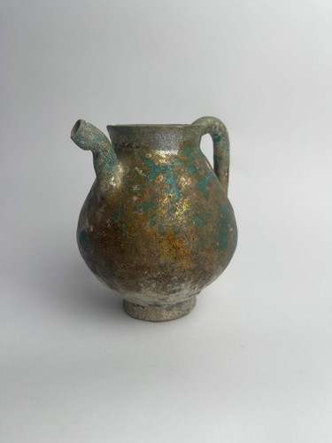 Persian 12th-13th c Turquoise Iridescent Jug