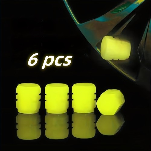 6pcs Glow-in-the-Dark Valve Caps - Bright Neon Green Rubber Tire Decorations - Picture 10 of 16
