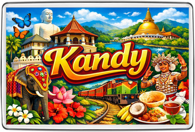 Kandy Sri Lanka Kühlschrankmagnet Reise Souvenir Geschenk Tempel Elefant Zug Ansicht