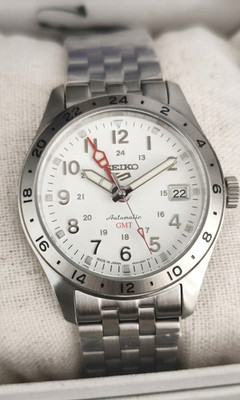 Seiko SBSC009 5 Sports Field GMT Automatic Watch White Dial Japan - Brand New