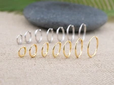 Tiny hoop earrings set  2 or  3 Pairs multiple piercings, stacking earring set