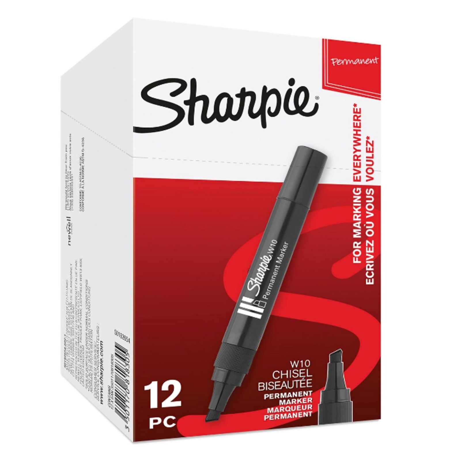 Sharpie W10 Permanent Markers | Chisel Tip | Black Ink | 12 12 count,