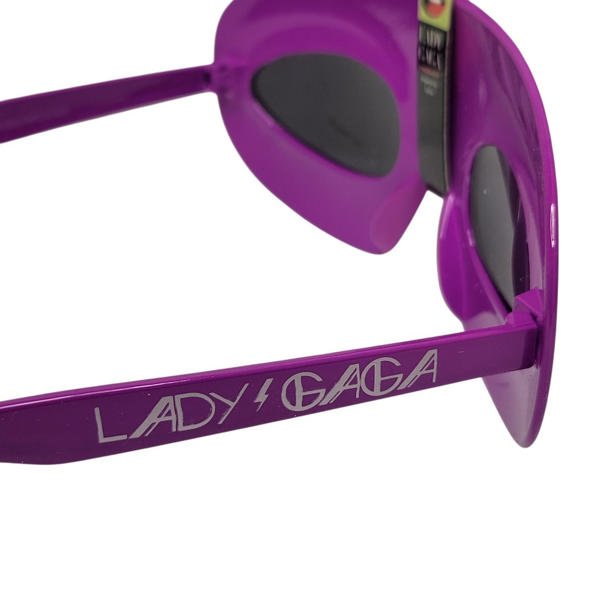Lady Gaga Costume Sunglasses Purple Wide Frame Logo Bolt Sides