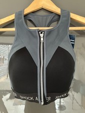 Sports bra 32D SHOCK ABSORBER Champion BNWT Black run gym zip front