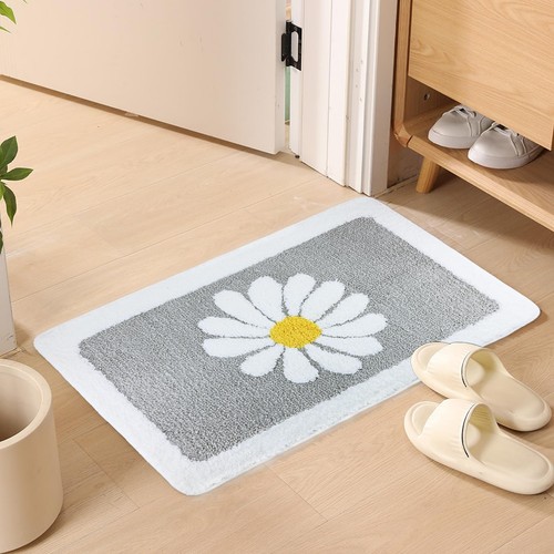 Tappetino Bagno Carino Margherita Tappeto Bagno Bianco e Giallo Decorazione Fiori Tappeto Super A... - Foto 7 di 7