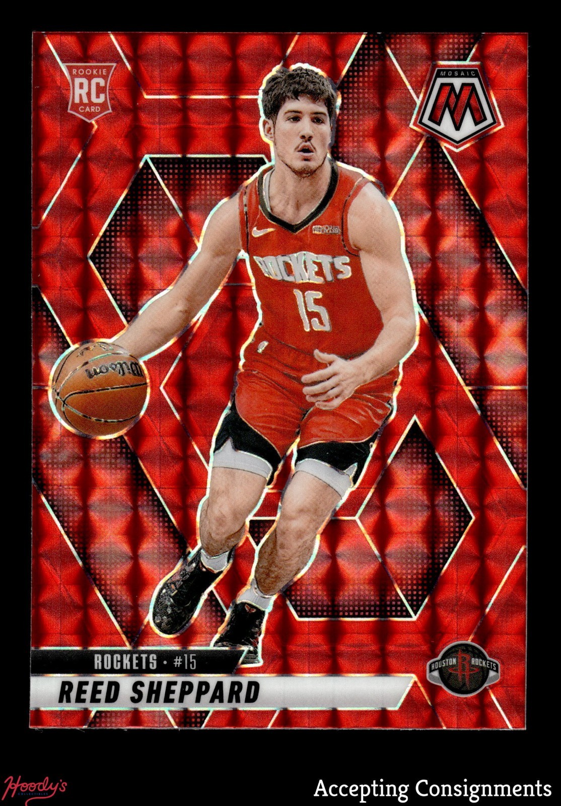 2024-25 Panini Mosaic Mosaic Red #249 Reed Sheppard ROOKIE RC ROCKETS