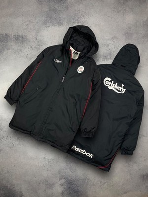 Reebok Liverpool Vintage 90s Bench Football Coat Daunenjacke Schwarz Herren XS