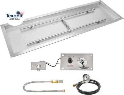 36 X 12 Inch Rectangular Drop-In Gas Fire Pit Kits with All Accessories Required