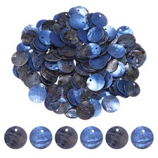 150-Pack 15 mm Flat Round Shell Coin Drop Charm Bead Sky Blue