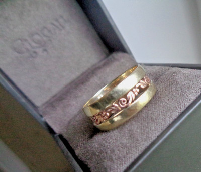 Clogau Welsh Gold Ring  9ct Rose & Yellow Gold  Tree Of Life Band + Box  size L