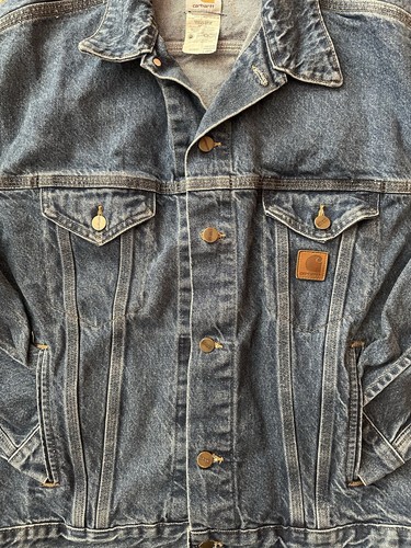Vintage Carhartt J12DST Mens L Denim Trucker Jean Jacket USA MADE - Bild 2 von 7