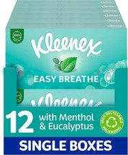Kleenex Easy Breathe Facial Tissues 12 Pack (56 Each) Menthol & Eucalyptus 3 Ply