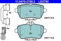 Bremsbelagsatz Scheibenbremse Hinten Ate 130470 27802 FÜR Mercedes BremsbelÄGe