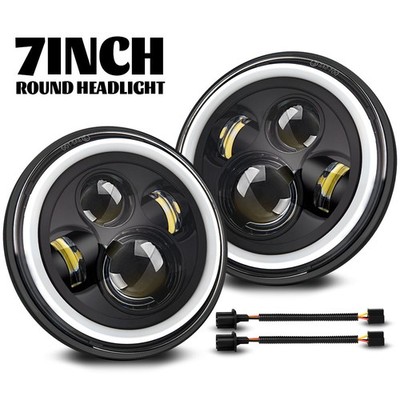 For Ford Mustang 1965-1978 7'' inch Chrome LED Headlights Hi/Lo Beam Projector