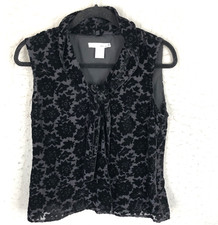 WDNY Velvet Burnout Top Womens 8 Black Whimsigoth Retro Y2K Feminine Grunge