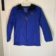 LL Bean Jacket Youth M 10-12 Blue Waterproof Hooded Ski Coat