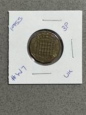 🧞NICE 1955 UNITED KINGDOM THREEPENCE COIN🧞BRITISH 3P QUEEN ELIZABETH II #W7🧞