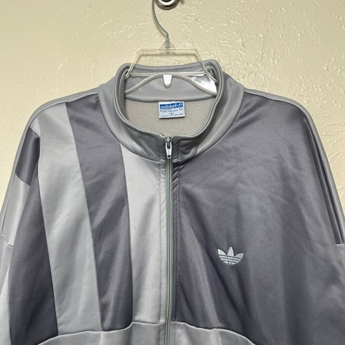 Adidas Track Jacket Mens L Gray Full Zip Fleece Trefoil Vintage 70s 80s USA - Picture 11 of 20