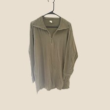 Vintage Unger German Military Pullover Quarter Zip Cotton Olive Green Sz 7/44