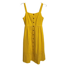 J. Crew Classic Button-Front Midi Sundress in Contrast Embroidered Eyelet Yellow