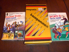 Vintage Travel Pocket Games 3, Trivia, Sports, Backgammon