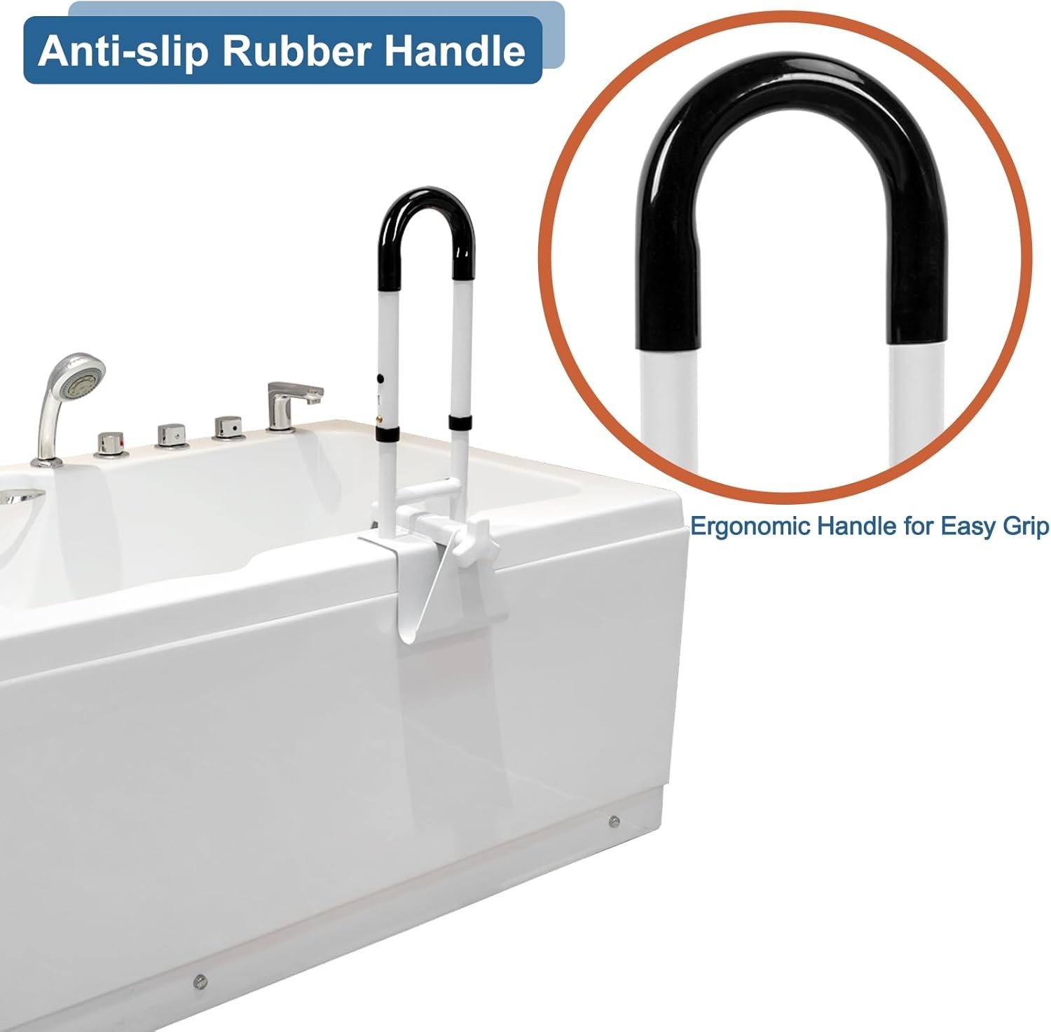Adjustable Bathtub Grab Bars for Seniors,Bath Safety Grab Bar w/ Anti-Slip Cover